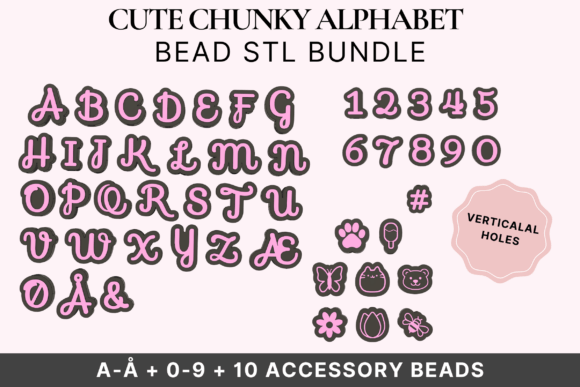 Download Soft Script Alphabet Bead STL Bundle - Script Collection