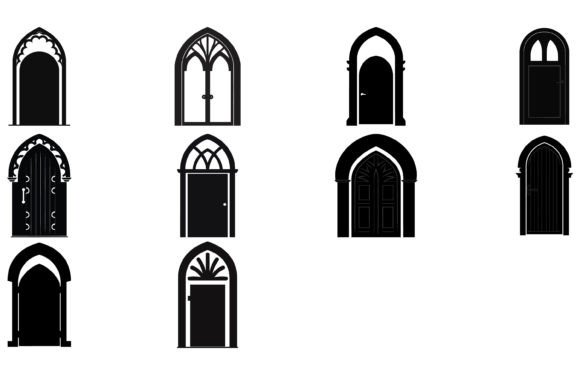 Download Medieval Door Silhouettes, Architectural - Architectural Collection